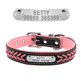 Personalized Embroidered Leather Dog Collar With Custom Name Tags!