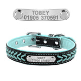 Personalized Embroidered Leather Dog Collar With Custom Name Tags!