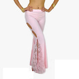 High Slit Dance And Yoga Pants With Rhinestones