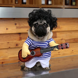 *Hot! Funny Rockstar With Guitar Costume For Dogs and Cats